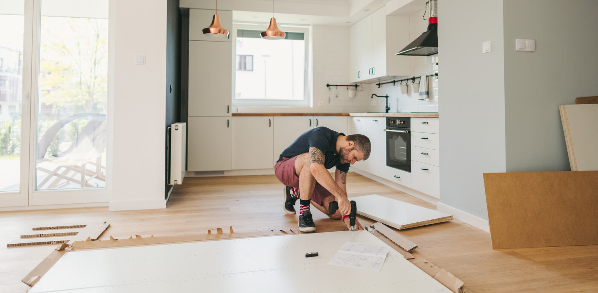 Man DIY kitchen renovation